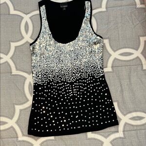 Daytrip Silver and White Sequin Sleeveless Tank Top